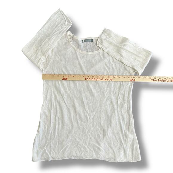 In Cashmere 100% Linen Sheer Knit Top White Lightweight Long Sleeve Size L - Picture 3 of 9